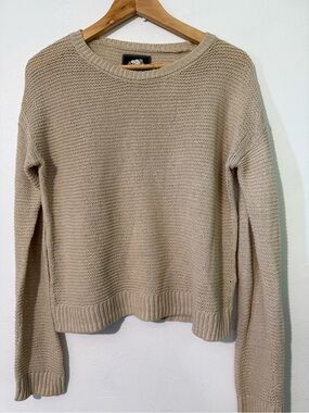 Roots Crewneck Sweater in Light Taupe Linen Cotton Blend